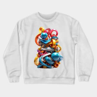 Colorful Glossy Geometric Collage Of 3D Shape Stacks Crewneck Sweatshirt